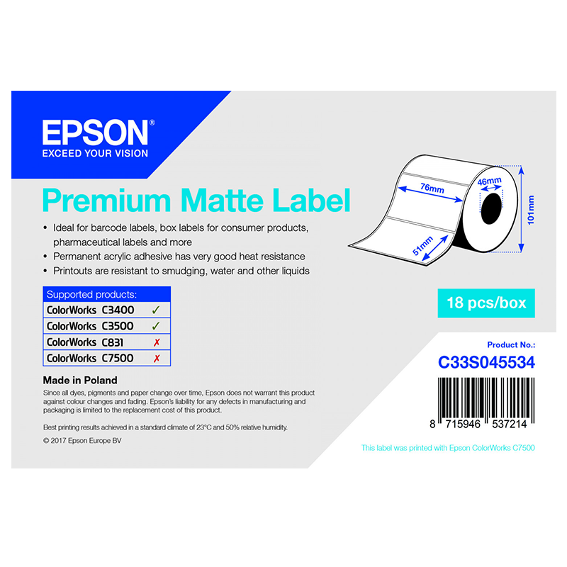 Epson étiquettes mates 102*51mm