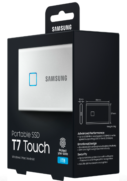 Samsung - Disque Dur SSD Externe T7 Touch 1000 Go - Noir