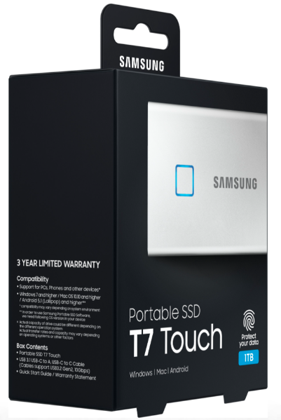 Samsung T7 Touch 2 To Noir - SSD externe portable USB-C & USB-A