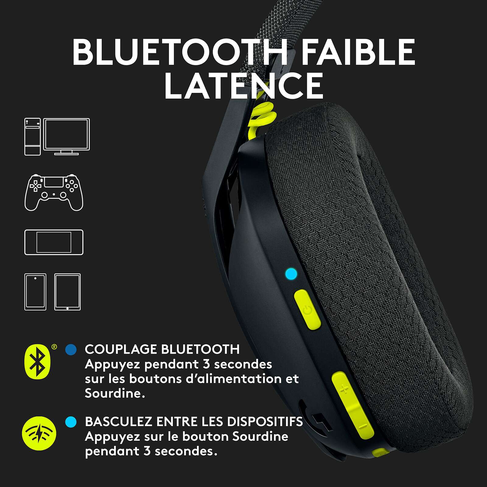Acheter Casque Gaming Bluetooth Sans Fil Logitech G435 - د.م. 920,00 - Maroc