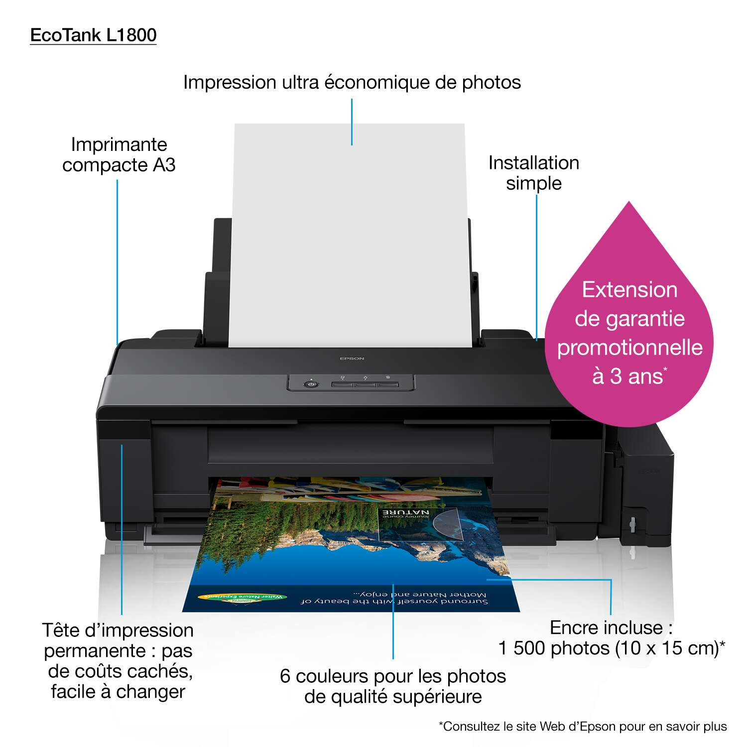 Imprimante à réservoir intégré A3+ Epson ITS L1800 / Garantie 3 ans