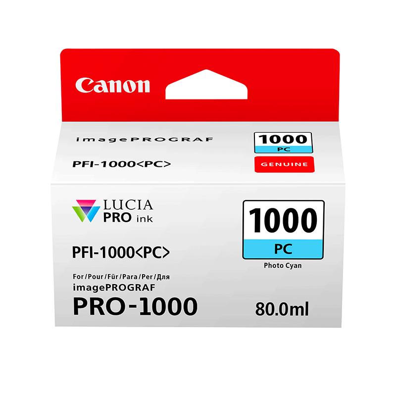 Canon PFI-1000PC Cyan photo - Cartouche d'encre Canon d'origine (0550C001AA)