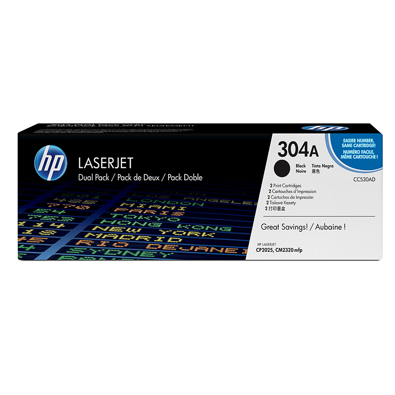 HP 304A Noir (CC530AD) - Pack de 2 toners HP LaserJet d'origine