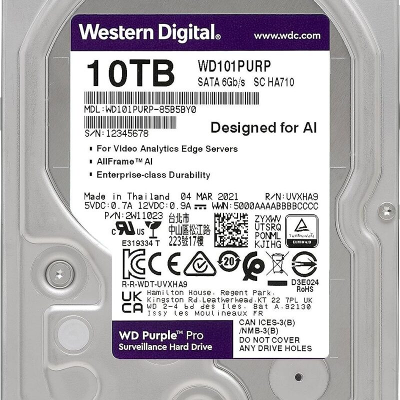 Disque dur interne de surveillance Western Digital WD Purple Pro 10 To (WD101PURP)