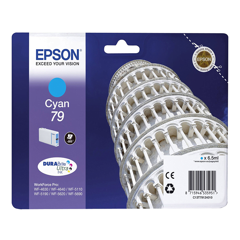 Epson 79 Cyan - Cartouche d'encre Epson "TOUR DE PISE" d'origine (C13T79124010)