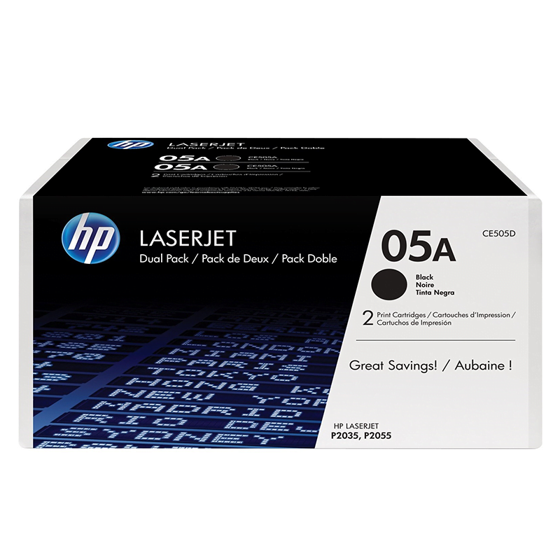 HP 05A Noir (CE505D) - Pack de 2 toners HP LaserJet d'origine