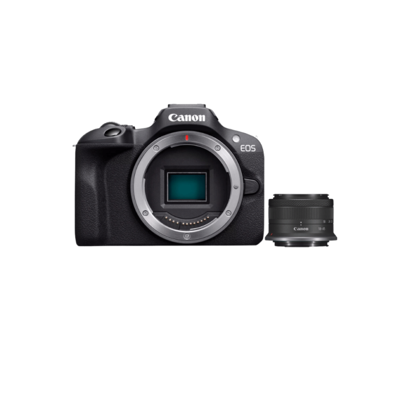 Appareil photo hybride Canon EOS R100 + objectif RF-S 18-45mm F4.5-6.3 IS STM (6052C013AA)