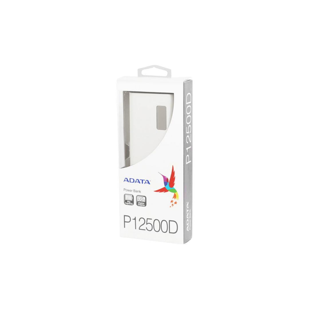 Banque d'alimentation ADATA P12500D Powerbanck à 12500 mAh Blanc (AP_12500D)