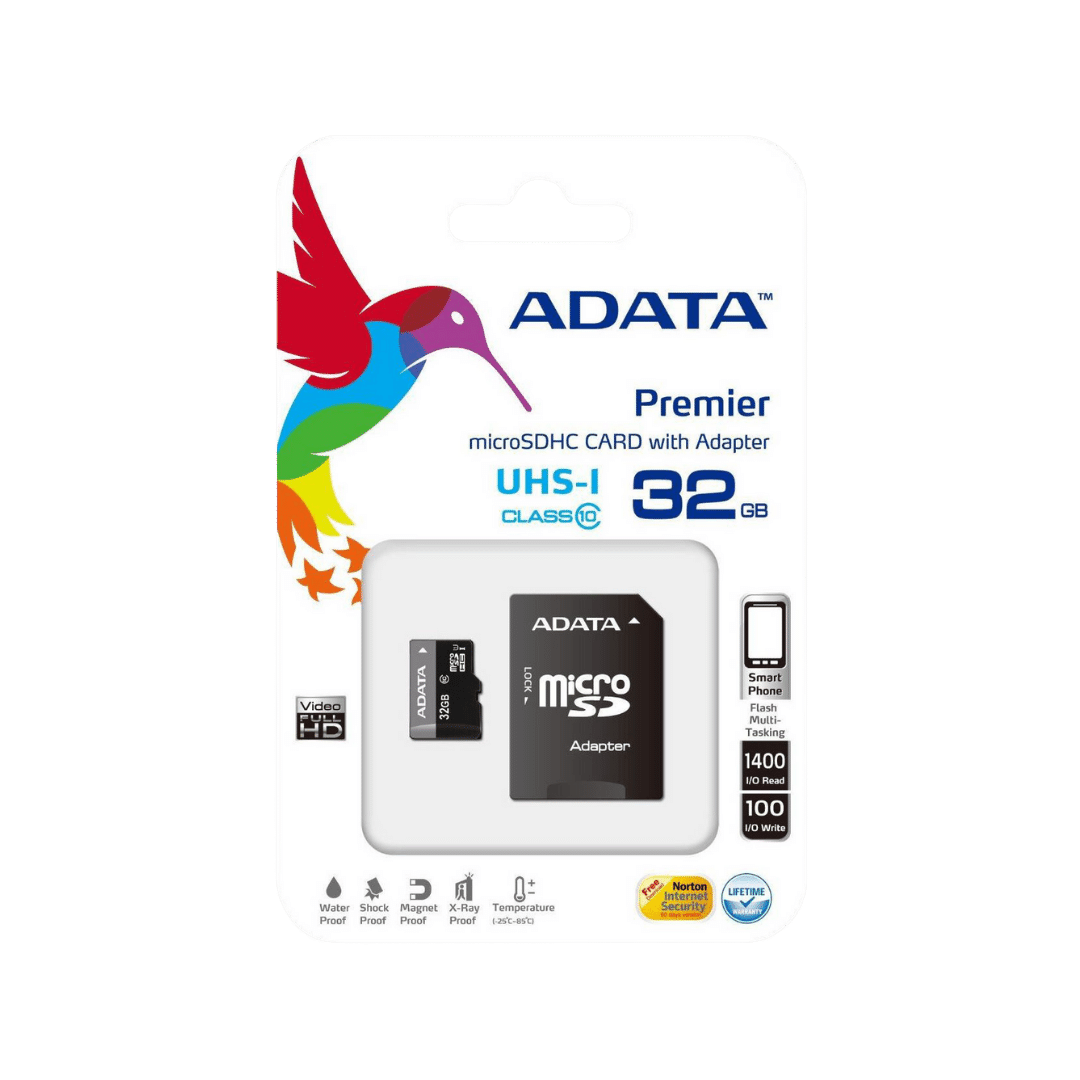 Carte mémoire ADATA Premier microSDHC/SDXC UHS-I Class 10 32 GB + Adaptateur (AUSDH32GUICL10- RA1)