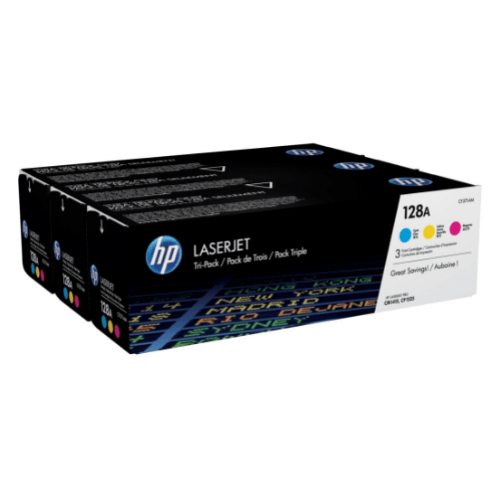 HP 128A Cyan/Magenta/Jaune (CF371AM) - Pack de 3 toners couleur HP LaserJet d'origine