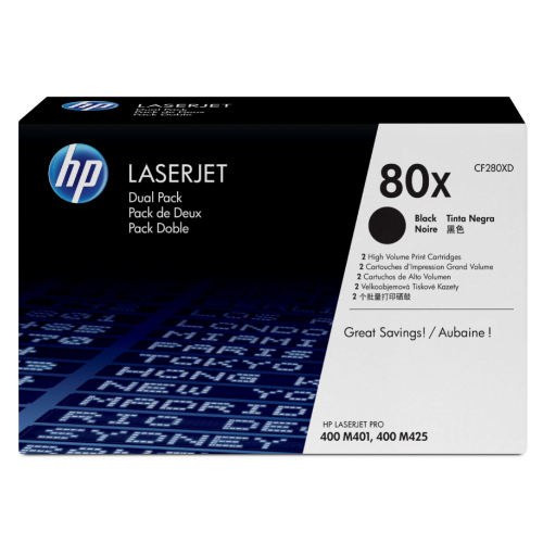 HP 80X Noir (CF280XD) - Pack de 2 toners grande capacité HP LaserJet d'origine