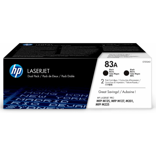 HP 83A Noir (CF283AF) - Pack de 2 toners HP LaserJet d'origine