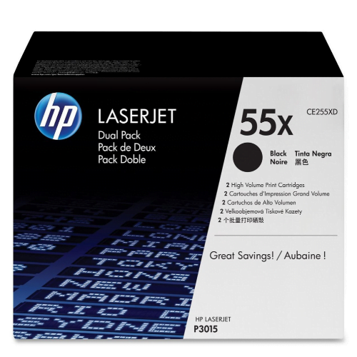 HP 55X Noir (CE255XD) - Pack de 2 toners grande capacité HP LaserJet d'origine