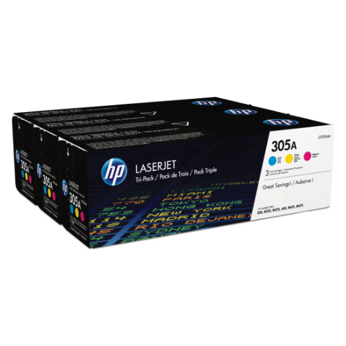 HP 305A Cyan/Magenta/Jaune (CF370AM) - Pack de 3 toners couleur HP LaserJet d'origine