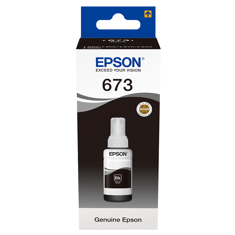 Epson 673 BK (T6731) Noir - Bouteille d'encre Epson d'origine (C13T67314A)