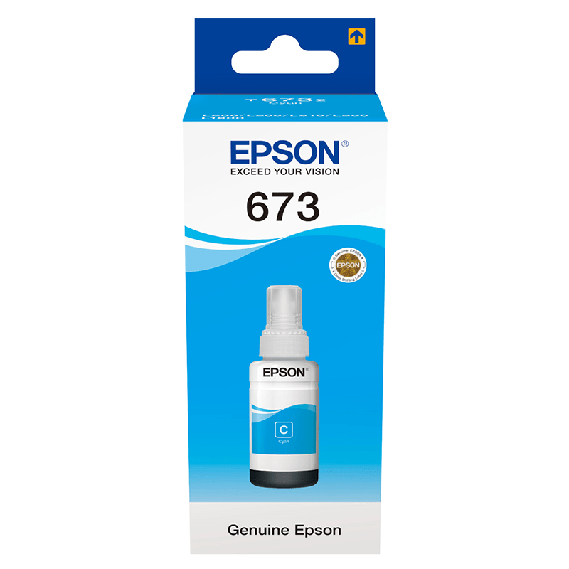 Epson 673 C (T6732) Cyan - Bouteille d'encre Epson d'origine (C13T67324A)