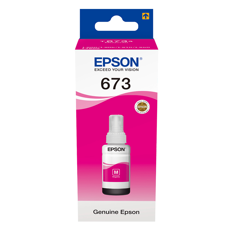 L'image du produit peut différer du produit réel. Epson 673 M (T6733) Magenta - Bouteille d'encre Epson d'origine (C13T67334A)