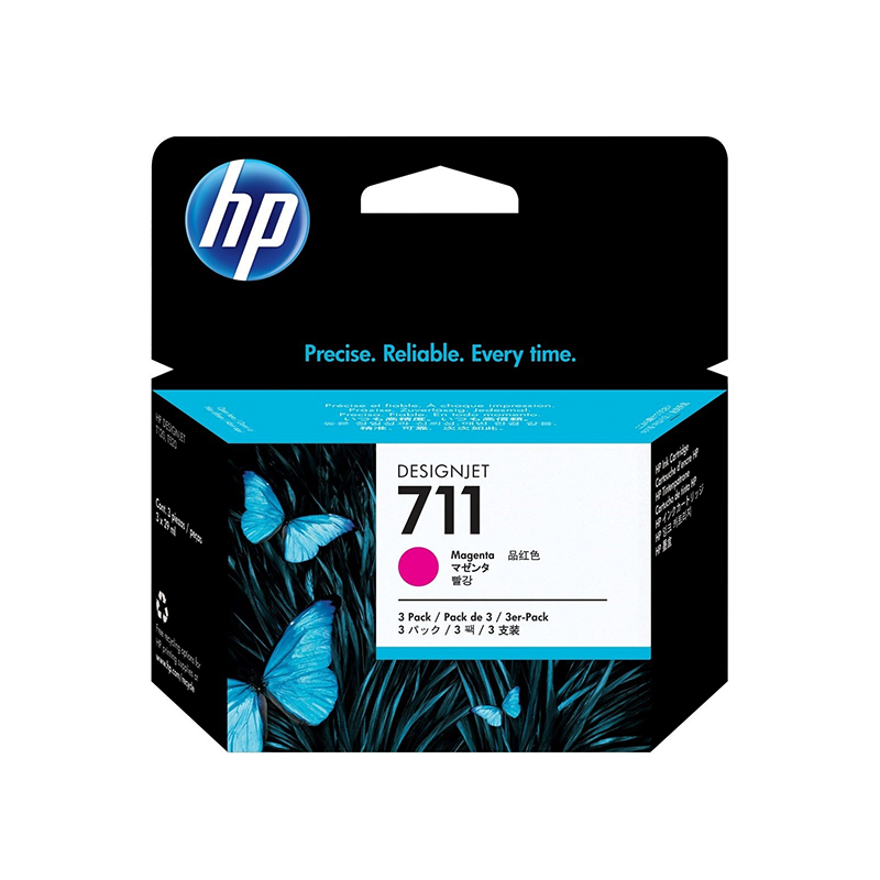 HP 711 Magenta - Pack de 3 cartouche d'encre HP d'origine (CZ135A)