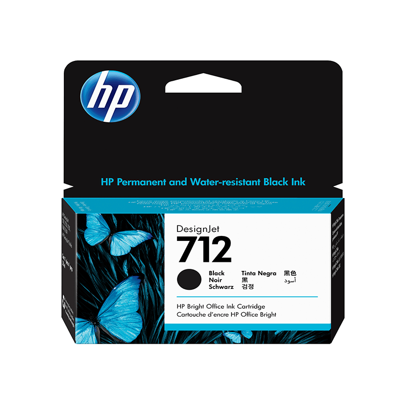 HP 712 Noir - Cartouche d'encre HP d'origine (3ED70A)