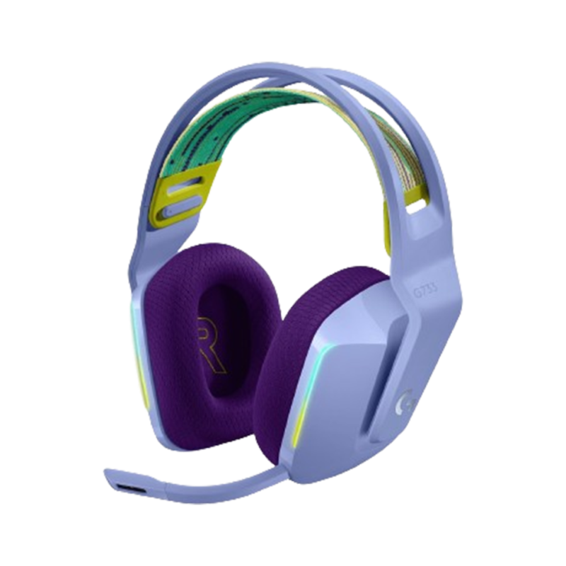 CASQUE GAMING SANS FIL LOGITECH G733 LIGHTSPEED RVB ULTRA-LÉGER - LILAC (981-000890)