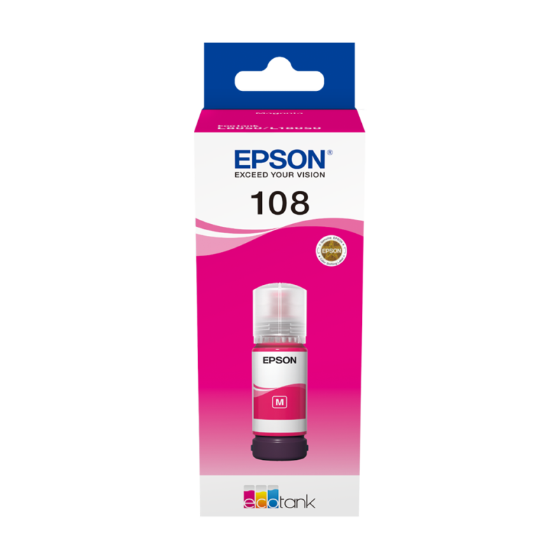 Epson 108 Magenta - Bouteille d'encre Epson EcoTank d'origine (C13T09C34A)