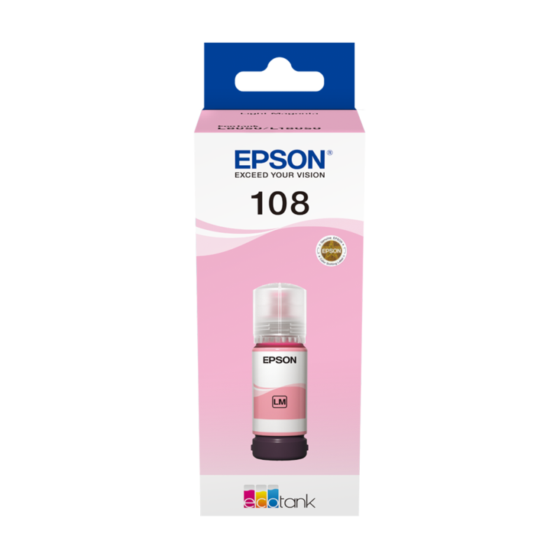 Epson 108 Magenta clair - Bouteille d'encre Epson EcoTank d'origine (C13T09C64A)