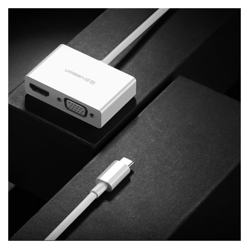 Adaptateur Ugreen convertisseur vidéo USB Type C - HDMI VGA blanc (30843)