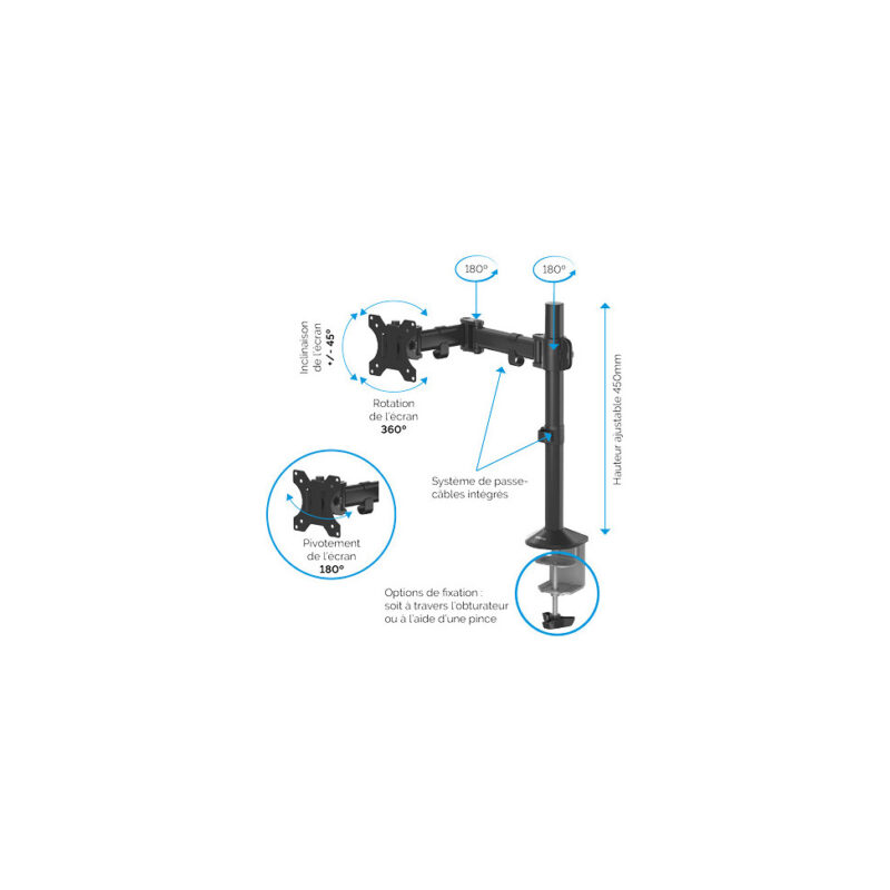 Bras porte-écran simple Fellowes Reflex (8502501)