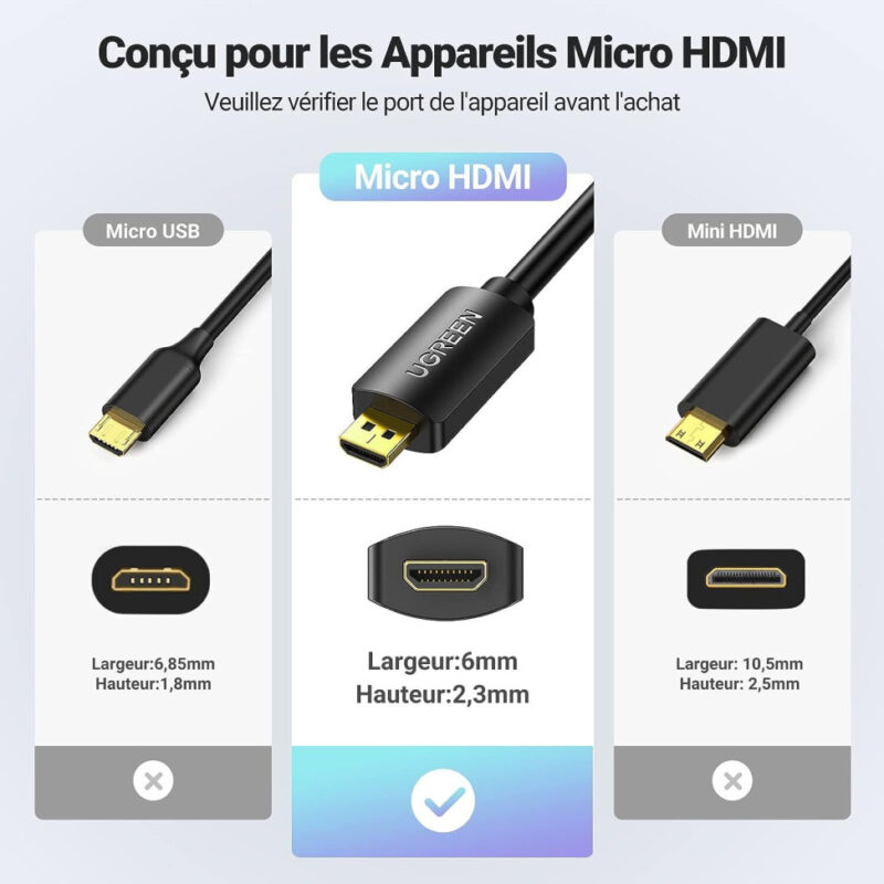 Câble Ugreen Micro HDMI vers HDMI Female (20134)