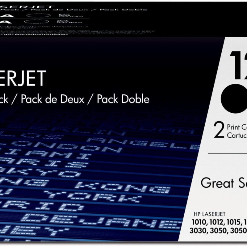 HP 12A Noir (Q2612AF) - Pack de 2 Toner HP LaserJet d'origine