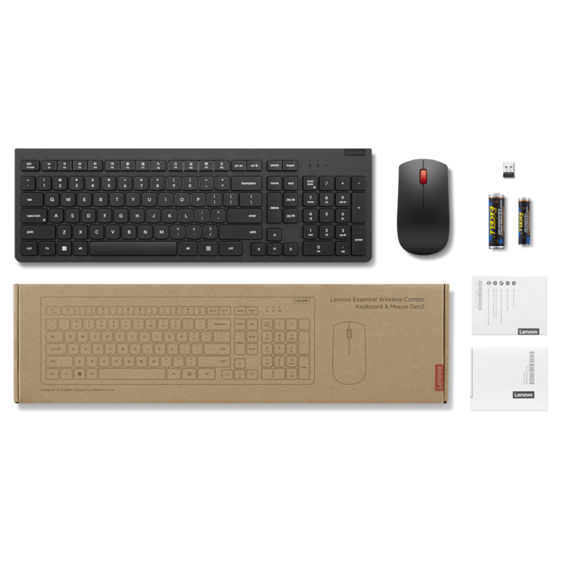 Combiné Lenovo Essential Clavier et Souris sans fil Gen2 - Français (4X31N50719)