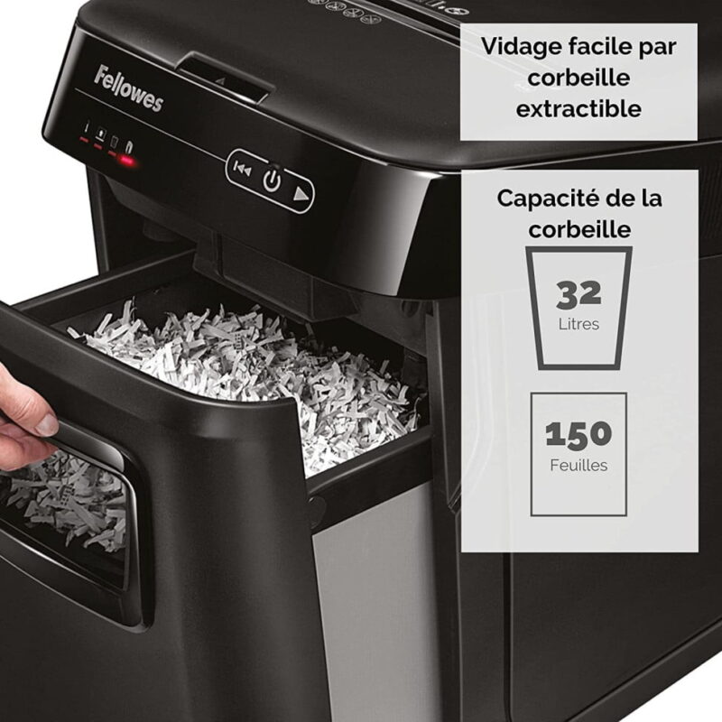 Destructeur de documents Fellowes AutoMax™ 150C Coupe croisée (4680101)