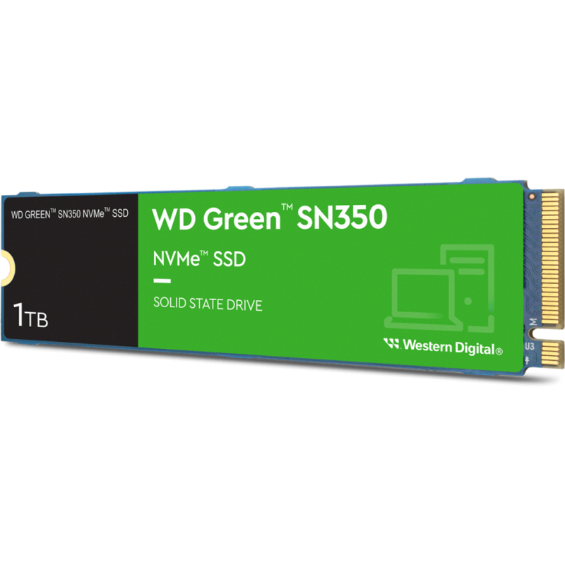 Disque dur interne SSD Western Digital Green SN350 M.2 2280 PCI 3D NAND NVMe 1 To (WDS100T3G0C)