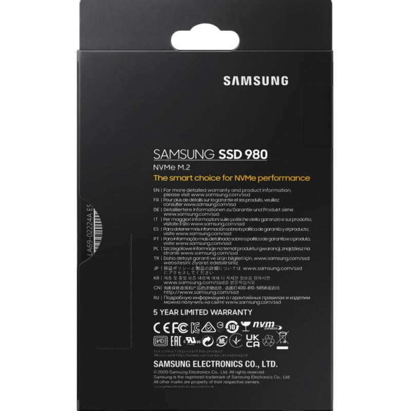 Disque Dur interne SSD Samsung 980 M.2 NVMe PCIe 3.0 - 500 GB - (MZ-V8V500BW)