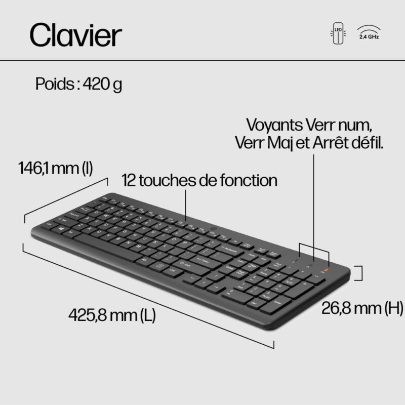 HP Ensemble combiné clavier et souris sans fil 330  (2V9E6AA)