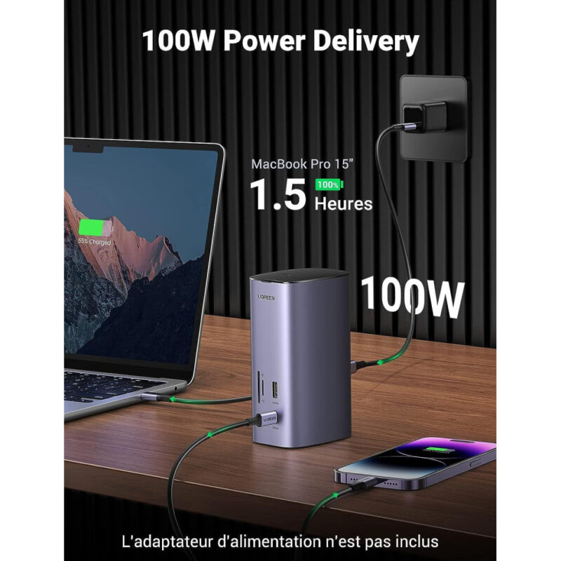 Hub USB-C Ugreen Revodok 12 en 1 Supporte PD 100W Recharge (90325)