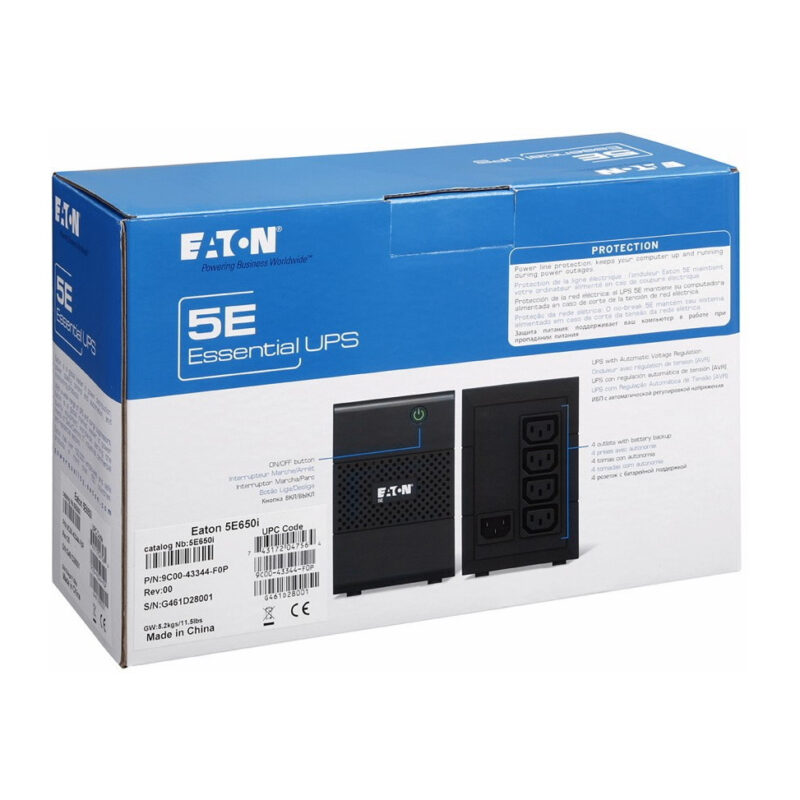 Onduleur Line-Interactive Eaton 5E 5E650I - 360 W / 650 VA - 4 prises C13 (5E650I)