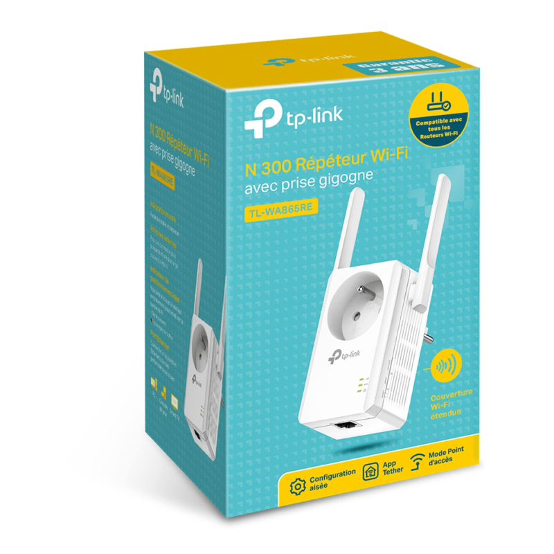 Répéteur WiFi TP-Link N 300 Mbps avec prise gigogne (TL-WA865RE)