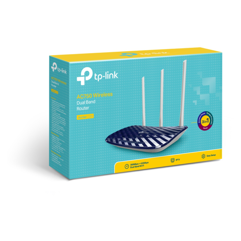 Routeur TP-Link AC750 WiFi bi-bande 300 Mbps (ARCHERC20)