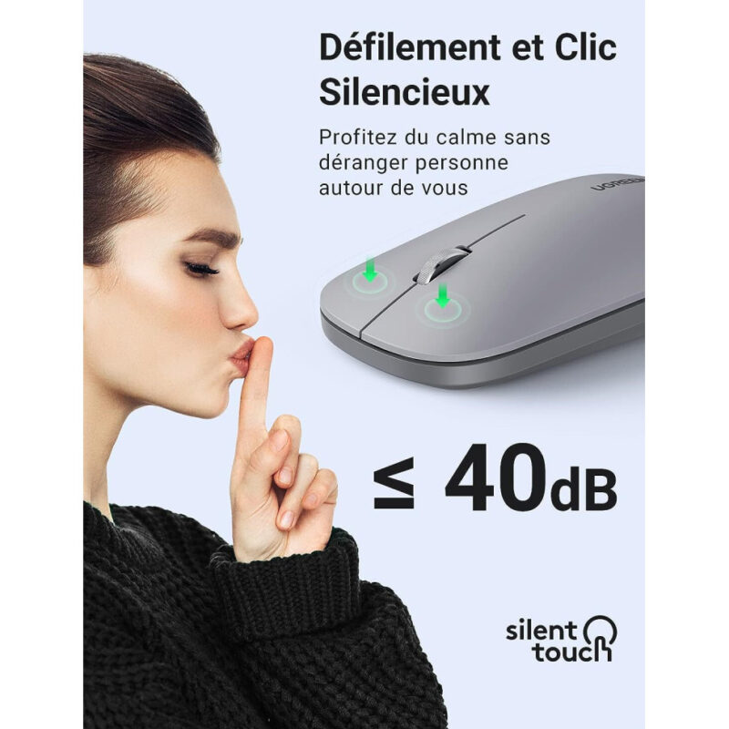 Souris sans fil Ugreen 2.4Ghz GRIS Clair (90373)