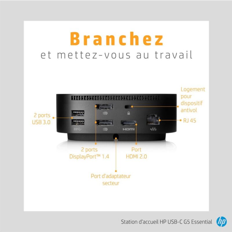 Station d’accueil HP USB-C G5 Essential (72C71AA)