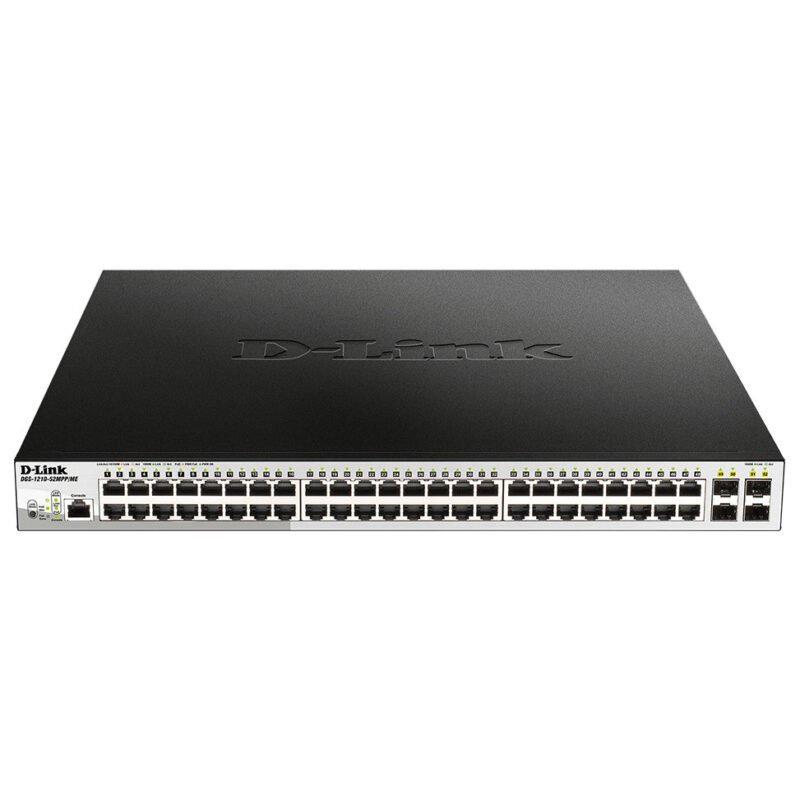 Switch Administrable D-Link 48 ports 10/100/1000BASE-T PoE + 4 ports Gigabit SFP (DGS-1210-52MPP)