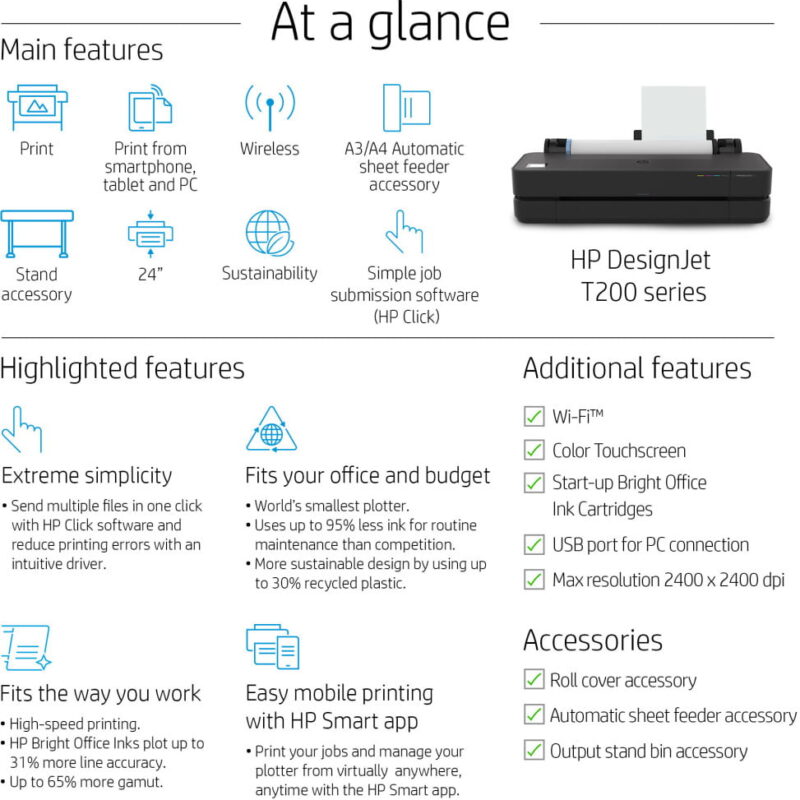 Traceur HP DesignJet T230 de 24 pouces (5HB07A)